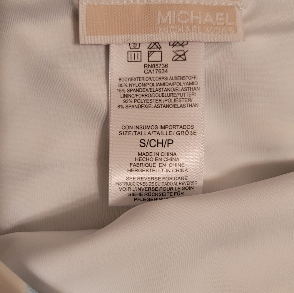 Two-piece bikini swimsuit by Michael Kors blue & white print size small NEW - Picture 3 of 5